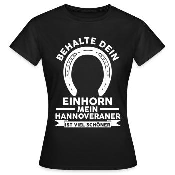 Pferd Reitsport Reiten Pferdesport Hannoveraner - Frauen T-Shirt - Schwarz - Vorne - AI Model Female 172 dark (172cm)