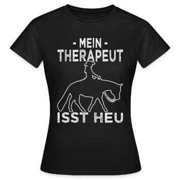 Mein Therapeut isst Heu - Westernreiten - Frauen T-Shirt - Schwarz - Vorne - AI Model Female 172 dark (172cm)