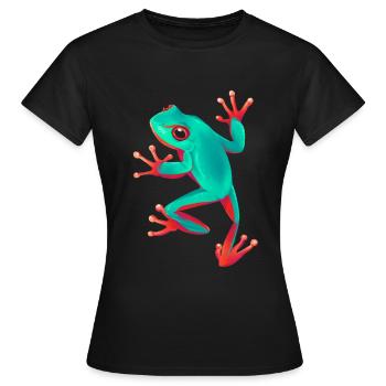 Groda Rödögd trädgroda Agalychnis Callidryas - T-shirt dam - svart - Fram - AI Model Female 172 dark (172cm)