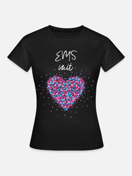 EMS mit Herz Elektromyostimulation Stimulation - Frauen T-Shirt - Schwarz