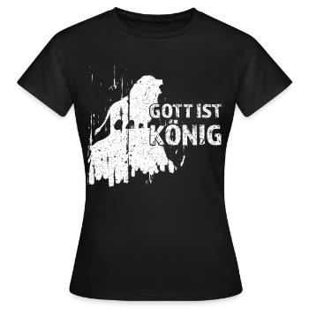 Dieu est le roi Léon Jésus Foi Culte Louange - T-shirt Femme - noir - Devant - AI Model Female 172 dark (172cm)