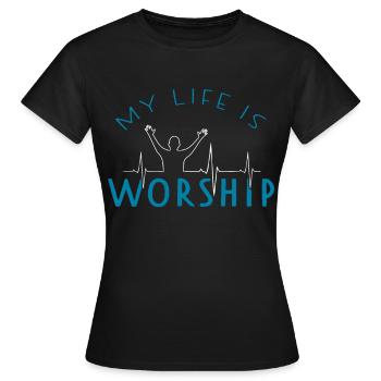 Louange Louange Battement de cœur Église Foi Christ - T-shirt Femme - noir - Devant - AI Model Female 172 dark (172cm)