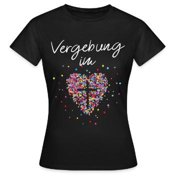 Vergebung im Herz Kreuz Gott Jesus Glaube Christen - Frauen T-Shirt - Schwarz - Vorne - AI Model Female 172 dark (172cm)
