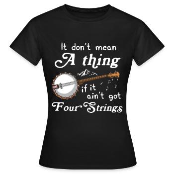 Chemises Banjo Pour Hommes Bluegrass Appalachia Folk - T-shirt Femme - noir - Devant - AI Model Female 172 dark (172cm)