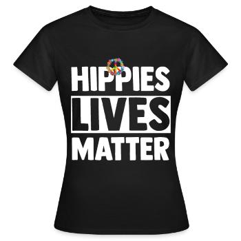 Hippie Peace Groovy Flowerpower Boho Woodstock - T-shirt Femme - noir - Devant - AI Model Female 172 dark (172cm)