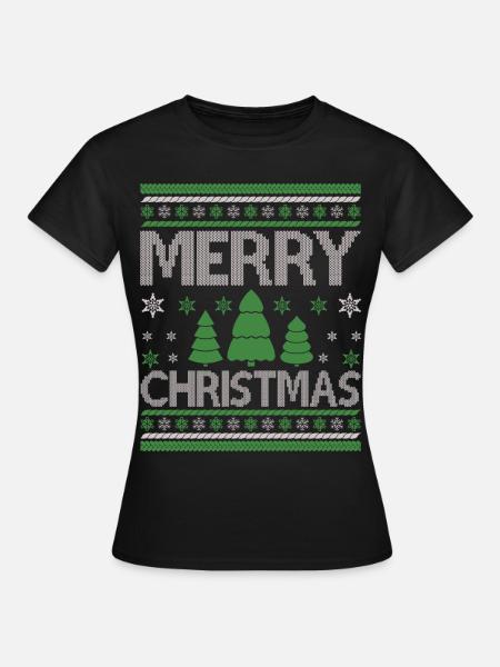 Lelijke Kersttrui Vrolijk Kerstfeest - Vrouwen T-shirt - zwart