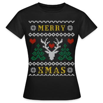 Design de Noël moche pas si laid - T-shirt Femme - noir - Devant - AI Model Female 172 dark (172cm)