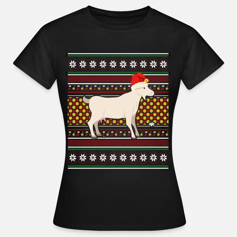 Moche pull de Noël Tshirt Chèvre de Noël - T-shirt Femme - noir