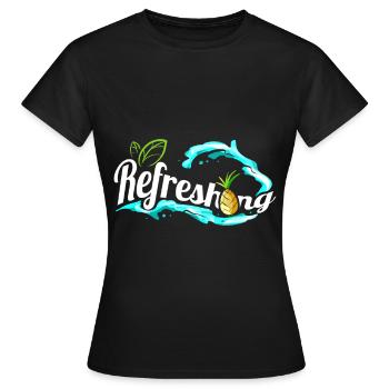 Leaves And Pineapple And Refreshing Waves - Go - Women's T-Shirt - black - Front - AI Model Female 172 dark (172cm)