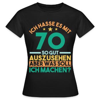 Siebzig Siebzigster 70 Jahre Geburtstag - Frauen T-Shirt - Schwarz - Vorne - AI Model Female 172 dark (172cm)