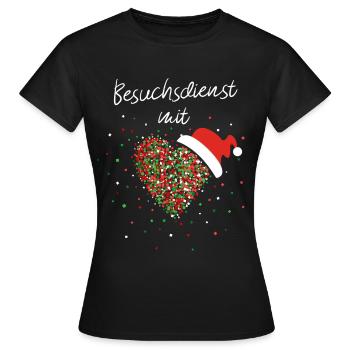 Besuchsdienst mit Herz Altersheim Weihnachtsmotiv - Frauen T-Shirt - Schwarz - Vorne - AI Model Female 172 dark (172cm)