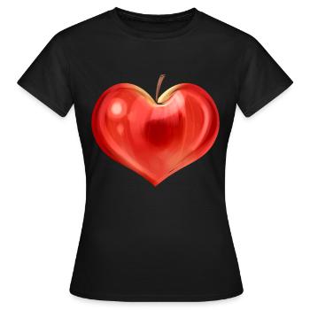Apple In Heart Shape - Vegetarian - Go Vegan - Frauen T-Shirt - Schwarz - Vorne - AI Model Female 172 dark (172cm)
