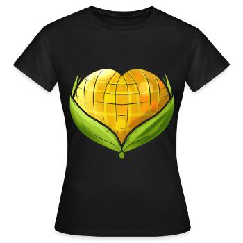 Corn On the Cob In Heart Shape - Vegetarian - Go - Women's T-Shirt - black - Front - AI Model Female 172 dark (172cm)