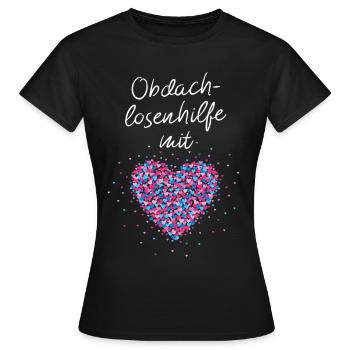 Odachlosenhilfe mit Herz Obdachlose Wohnungslose - Frauen T-Shirt - Schwarz - Vorne - AI Model Female 172 dark (172cm)