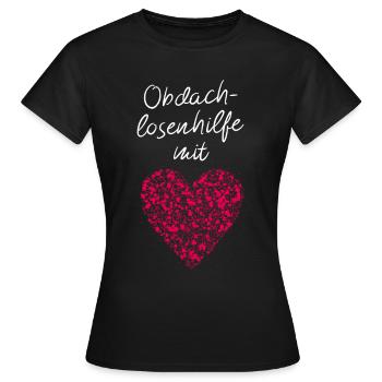 Odachlosenhilfe mit Herz Obdachlosenheim Obdachlos - Frauen T-Shirt - Schwarz - Vorne - AI Model Female 172 dark (172cm)