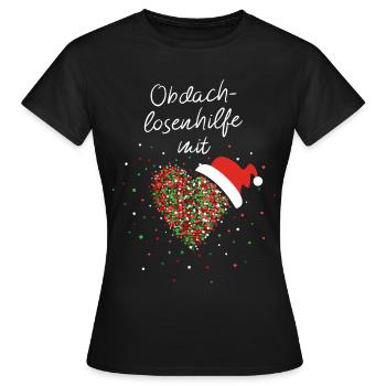 Odachlosenhilfe mit Herz Obdachlose Nikolausmütze - Frauen T-Shirt - Schwarz - Vorne - AI Model Female 172 dark (172cm)