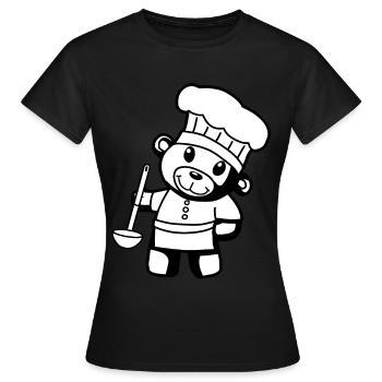 Chef amateur Art culinaire Teddy Bear Cook Soup Louche Ours à la louche - T-shirt Femme - noir - Devant - AI Model Female 172 dark (172cm)