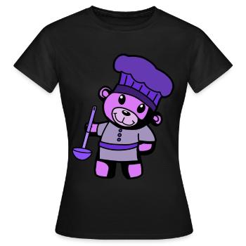 Hobby Chef Cuisine Ours en peluche Cuisinier Louche à soupe - T-shirt Femme - noir - Devant - AI Model Female 172 dark (172cm)