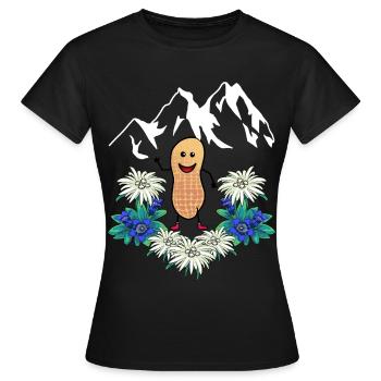 Autriche Suisse Montagnes Montagnes Gentiane Edelweiss - T-shirt Femme - noir - Devant - AI Model Female 172 dark (172cm)