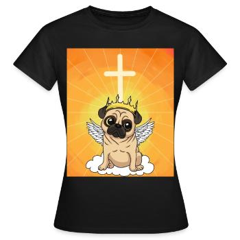 Heavenly Pug Life Dog Heaven Reincarnation - T-shirt Femme - noir - Devant - AI Model Female 172 dark (172cm)