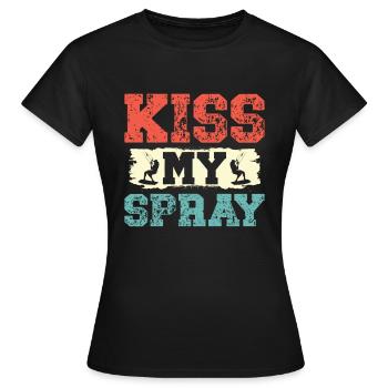 Kiss My Spray Kitesurfen Kitesurfen Kitesurfer - Frauen T-Shirt - Schwarz - Vorne - AI Model Female 172 dark (172cm)