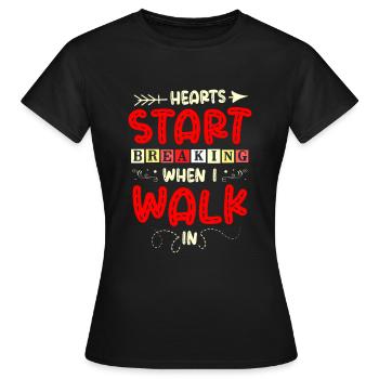 Herzen Fangen An Zu Brechen, Wenn Ich Am - Frauen T-Shirt - Schwarz - Vorne - AI Model Female 172 dark (172cm)