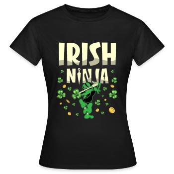 Ninja irlandais Shenanigan Shamrock Saint-Patrick - T-shirt Femme - noir - Devant - AI Model Female 172 dark (172cm)