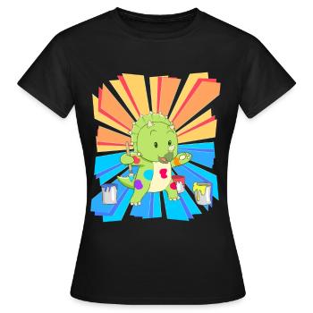 Geburtstagsgeschenk Kinder Kindergarten malen bunt - Frauen T-Shirt - Schwarz - Vorne - AI Model Female 172 dark (172cm)