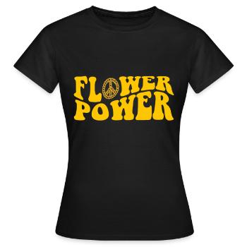 Hippie Peace Groovy Flowerpower Boho Woodstock - T-shirt Femme - noir - Devant - AI Model Female 172 dark (172cm)