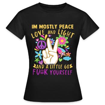 Hippie Peace Groovy Flowerpower Boho Woodstock - T-shirt Femme - noir - Devant - AI Model Female 172 dark (172cm)