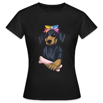 Dachshund Gift Dixie Viennese Doxie Dachshund - Women's T-Shirt - black - Front - AI Model Female 172 dark (172cm)