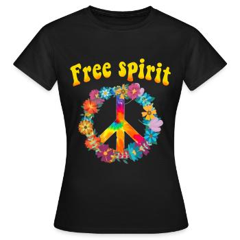 Hippie - T-shirt Femme - noir - Devant - AI Model Female 172 dark (172cm)