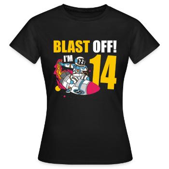 Je suis 14 Astronaut Lover Spaceship Happy - T-shirt Femme - noir - Devant - AI Model Female 172 dark (172cm)
