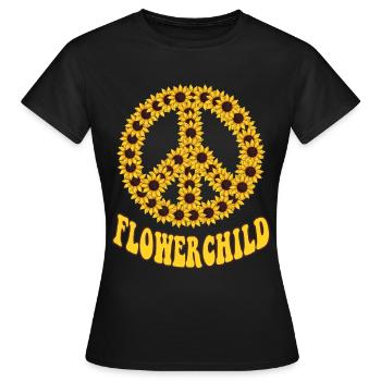 Hippie Peace Groovy Flowerpower Boho Woodstock - T-shirt Femme - noir - Devant - AI Model Female 172 dark (172cm)