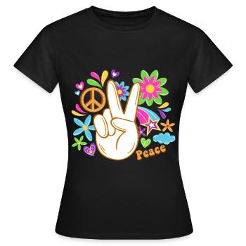 Hippie - T-shirt Femme - noir - Devant - AI Model Female 172 dark (172cm)