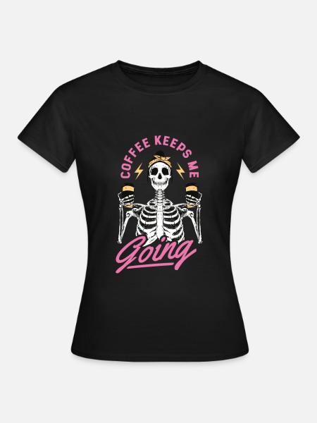 Kaffee - Kaffee keeps me going - Frauen T-Shirt - Schwarz