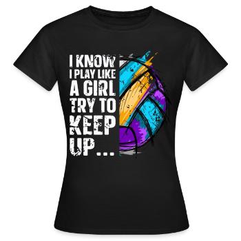 Volley-ball - T-shirt Femme - noir - Devant - AI Model Female 172 dark (172cm)
