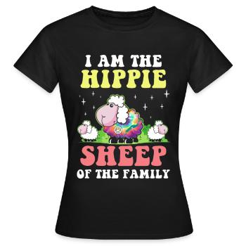 Hippie Peace Groovy Flowerpower Boho Woodstock - T-shirt Femme - noir - Devant - AI Model Female 172 dark (172cm)