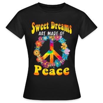 Hippie Peace Groovy Flowerpower Boho Woodstock - T-shirt Femme - noir - Devant - AI Model Female 172 dark (172cm)
