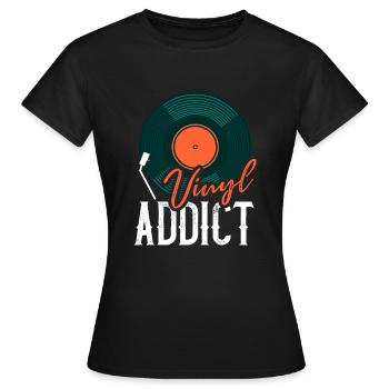 Vinyl Addict Audiophiler Musikliebhaber - Frauen T-Shirt - Schwarz - Vorne - AI Model Female 172 dark (172cm)