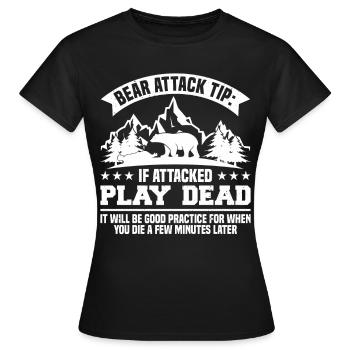 Bear attack tip for Funny Hikind and - Women's T-Shirt - black - Front - AI Model Female 172 dark (172cm)
