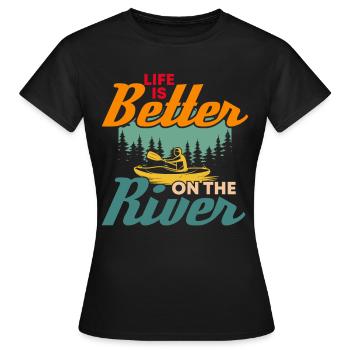 Das Leben Ist Besser Auf Dem Fluss - Frauen T-Shirt - Schwarz - Vorne - AI Model Female 172 dark (172cm)