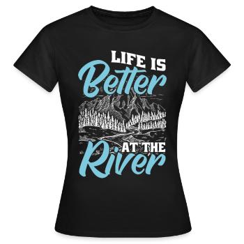 Das Leben Ist Besser Am Fluss - Frauen T-Shirt - Schwarz - Vorne - AI Model Female 172 dark (172cm)
