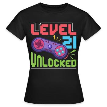Niveau 21 déverrouillé - T-shirt Femme - noir - Devant - AI Model Female 172 dark (172cm)