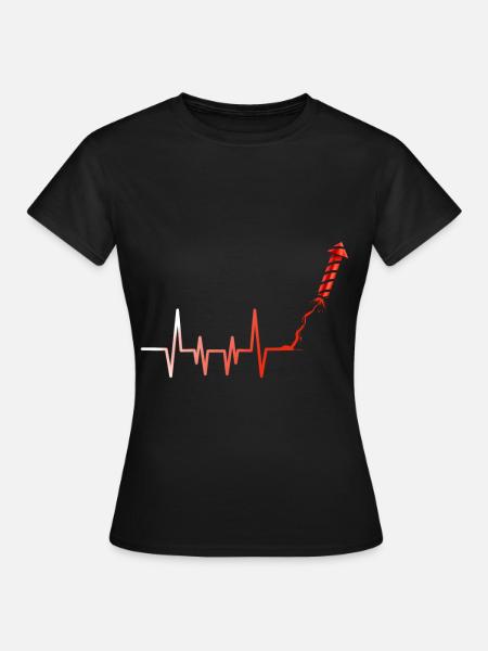 Heartbeat Firework Rocket - Frauen T-Shirt - Schwarz