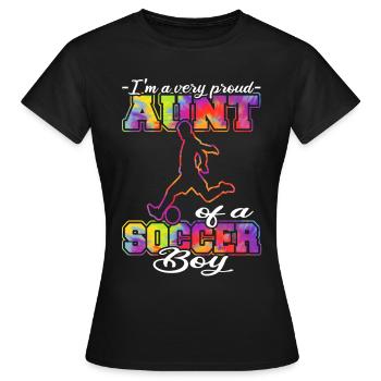 Tante d’un garçon de football - Joueur de football - T-shirt Femme - noir - Devant - AI Model Female 172 dark (172cm)
