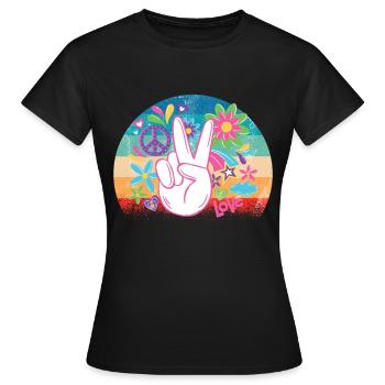 Hippie - T-shirt Femme - noir - Devant - AI Model Female 172 dark (172cm)