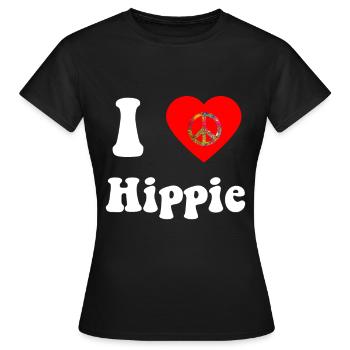 Hippie Peace Groovy Flowerpower Boho Woodstock - T-shirt Femme - noir - Devant - AI Model Female 172 dark (172cm)