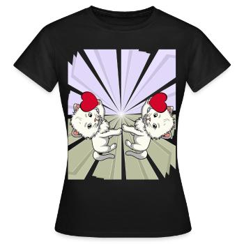 Herz Katzen Glückwunsch Gratulieren Geburtstag - Frauen T-Shirt - Schwarz - Vorne - AI Model Female 172 dark (172cm)