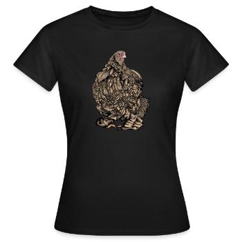 Brahma Chicken I Chicken Poultry Motif pour - T-shirt Femme - noir - Devant - AI Model Female 172 dark (172cm)